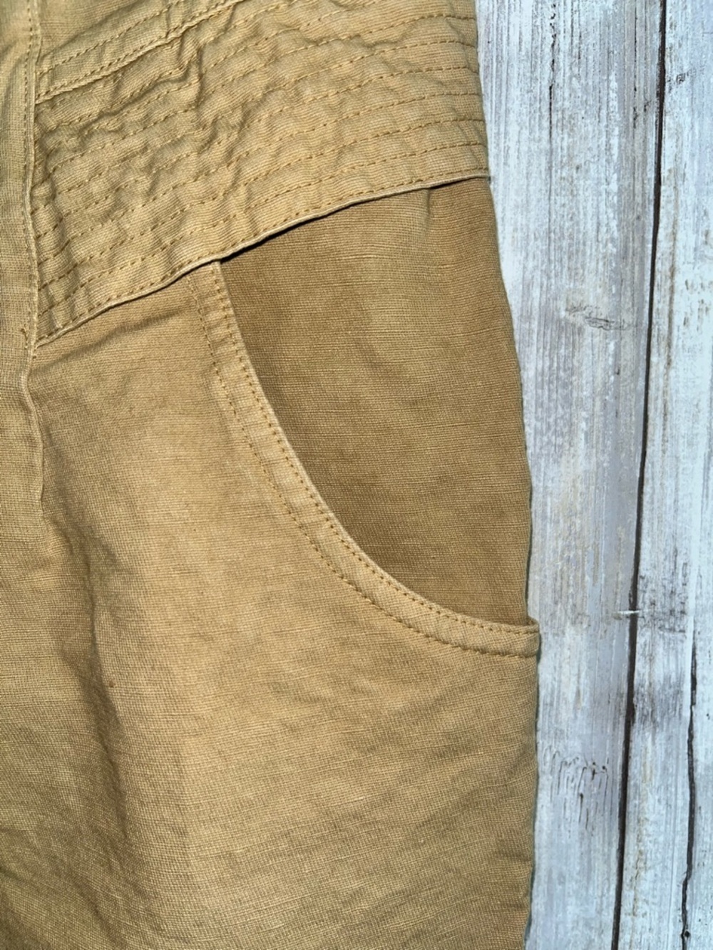 A.L.C. Tan Linen Blend Skirt Size 8 High Waist Knee Length Utility Minimal Chic - Picture 4 of 7